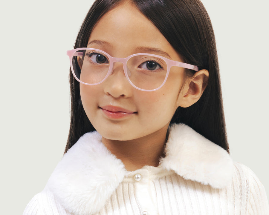 women Ren Kids Eyeglasses round pink castor seed