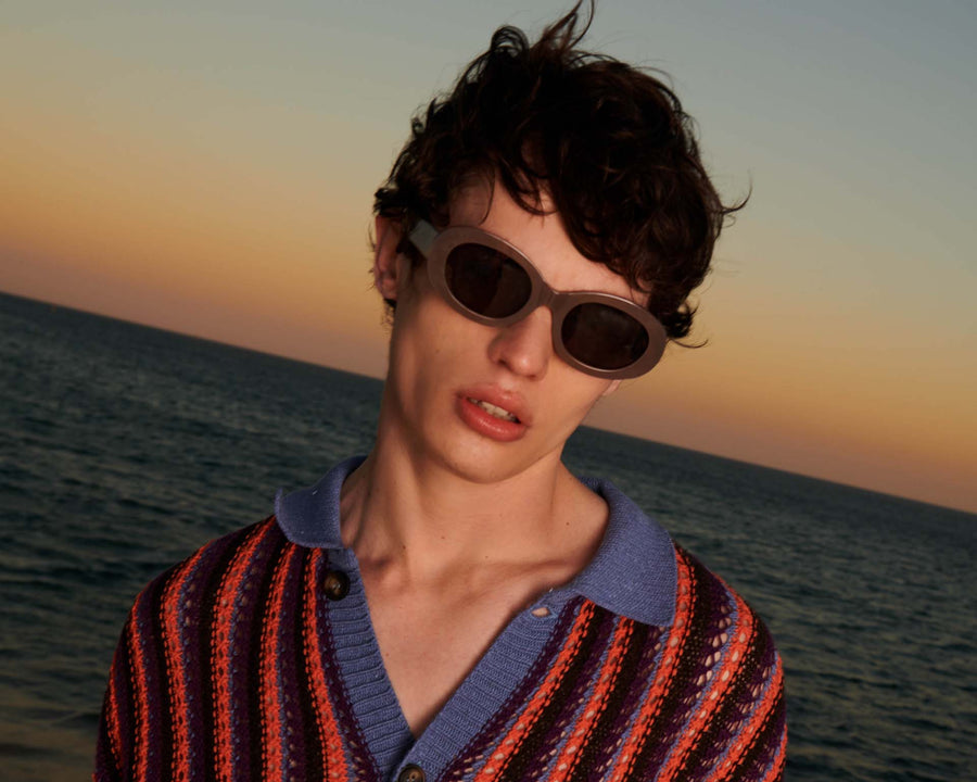 men Rio Sunglasses oval brown bioacetate