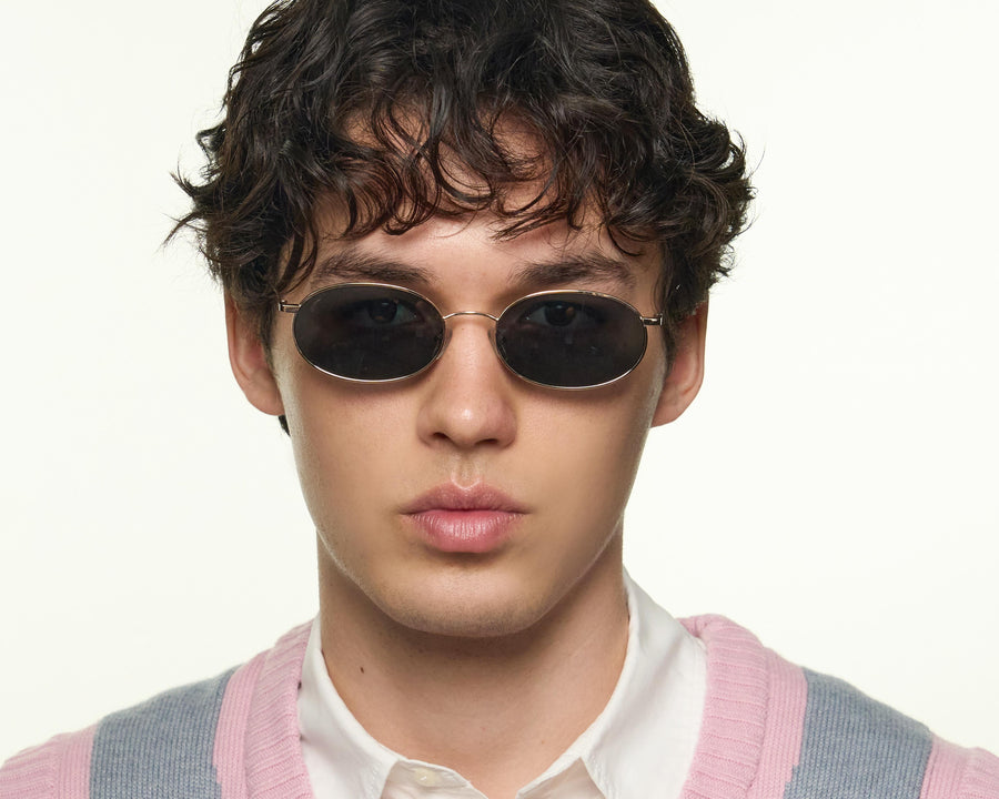 men Romy Sunglasses oval Gold metal