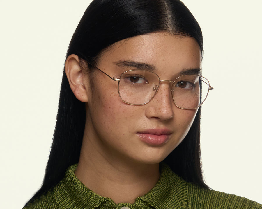 women Roosevelt Eyeglasses square gold metal