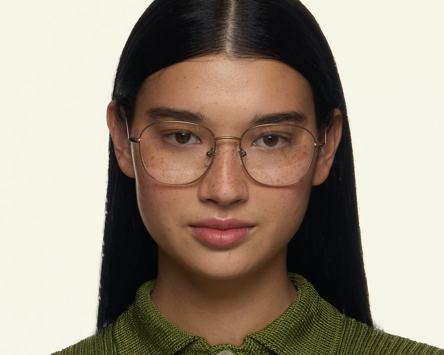 women Roosevelt Wide Eyeglasses square brown metal