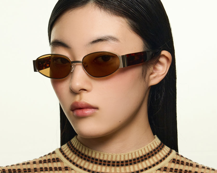 men Rue Sunglasses cateye Gold metal