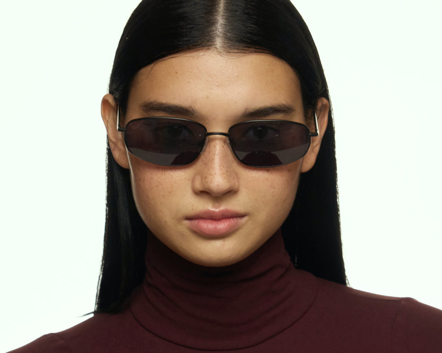 women Ryder Wide Sunglasses rectangle Black metal