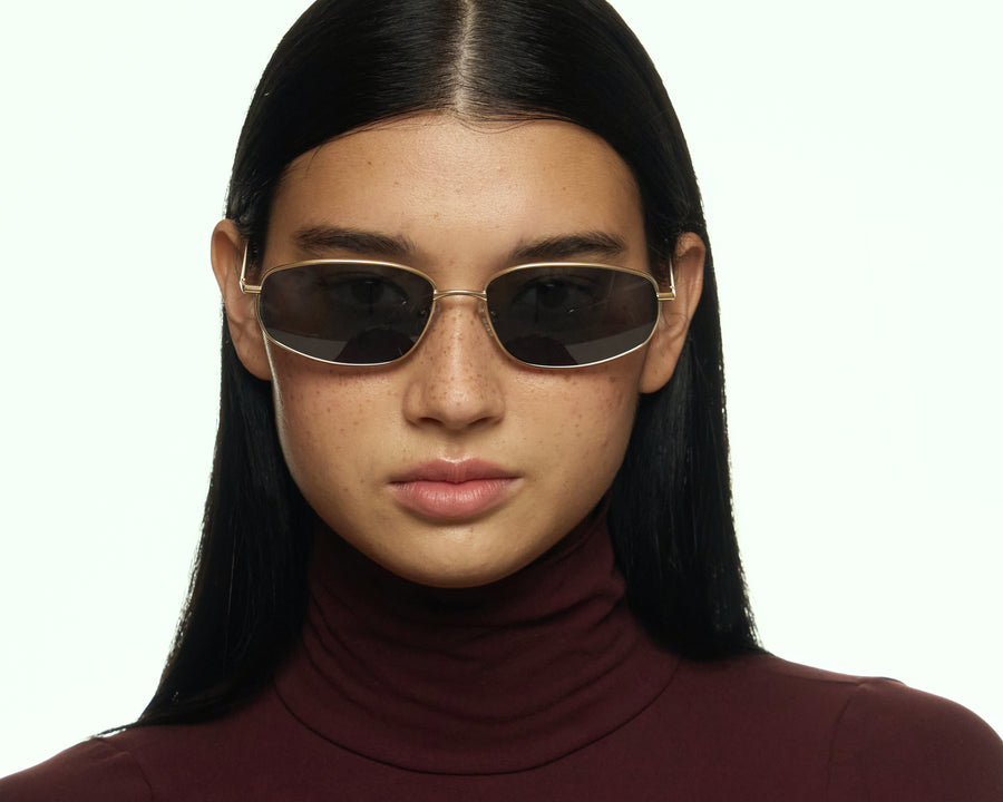 women Ryder Wide Sunglasses rectangle Gold metal