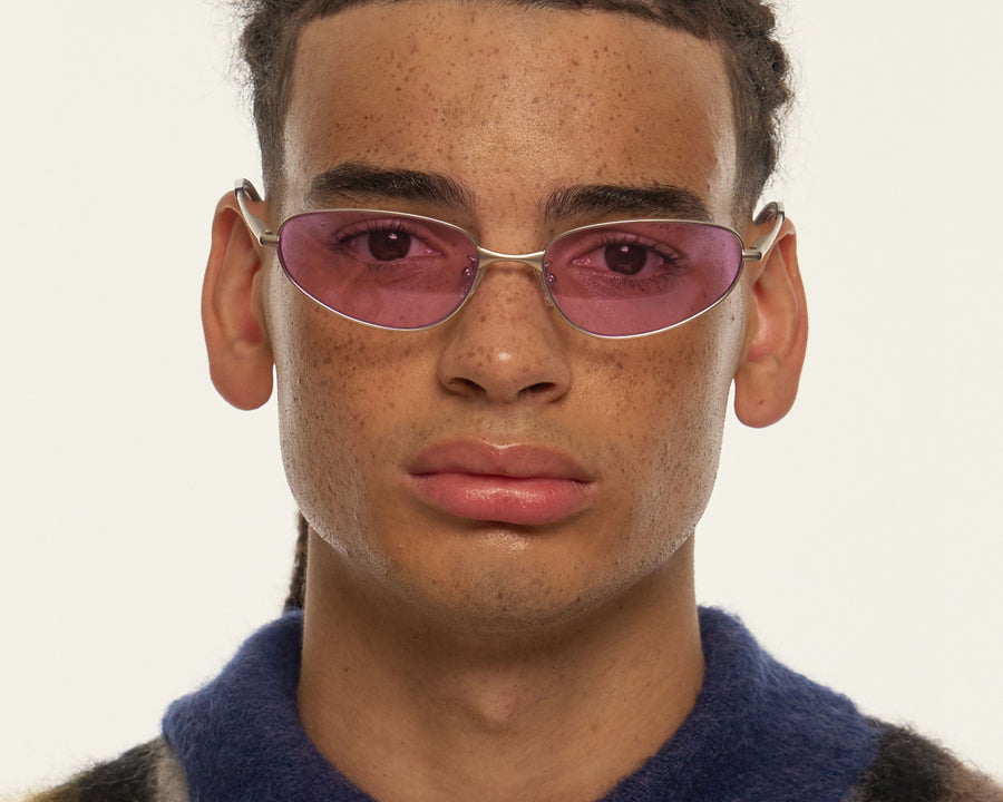 men Selene Eyeglasses cateye Silver metal