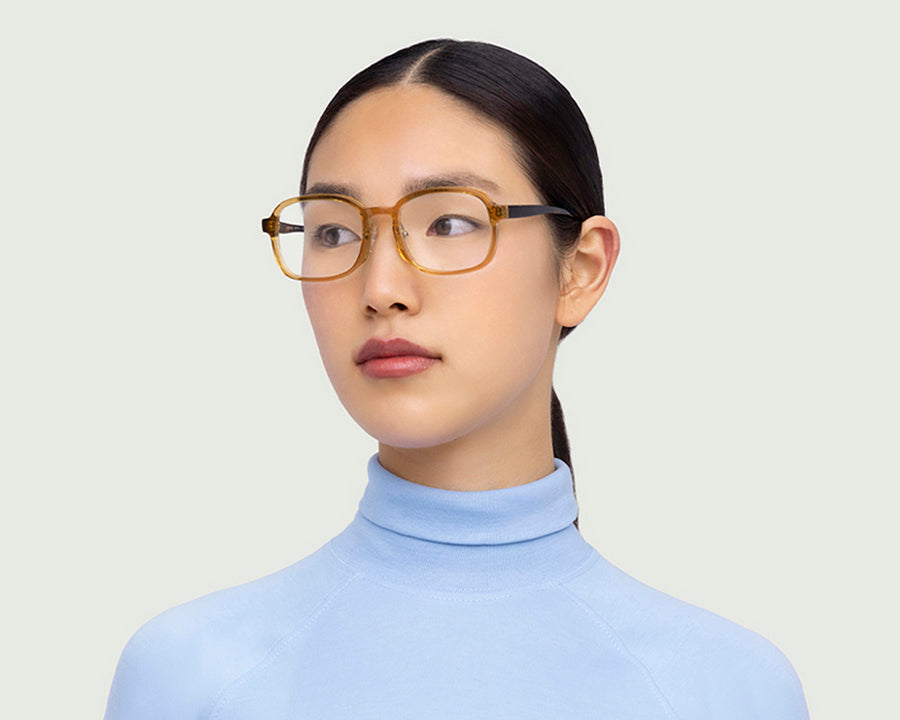 women Shiro+ Eyeglasses square yellow bioacetate
