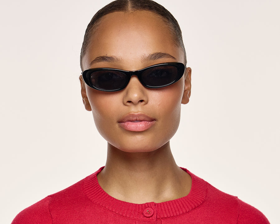 men Slim Sunglasses cateye Black recycled polyester