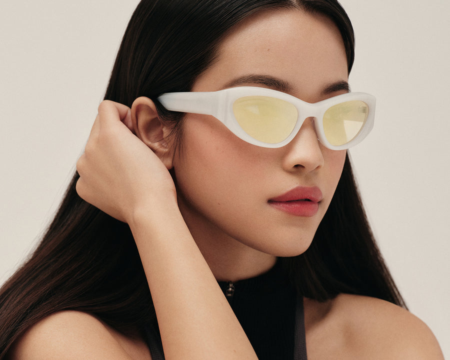 women Sol Sunglasses cateye white acetate