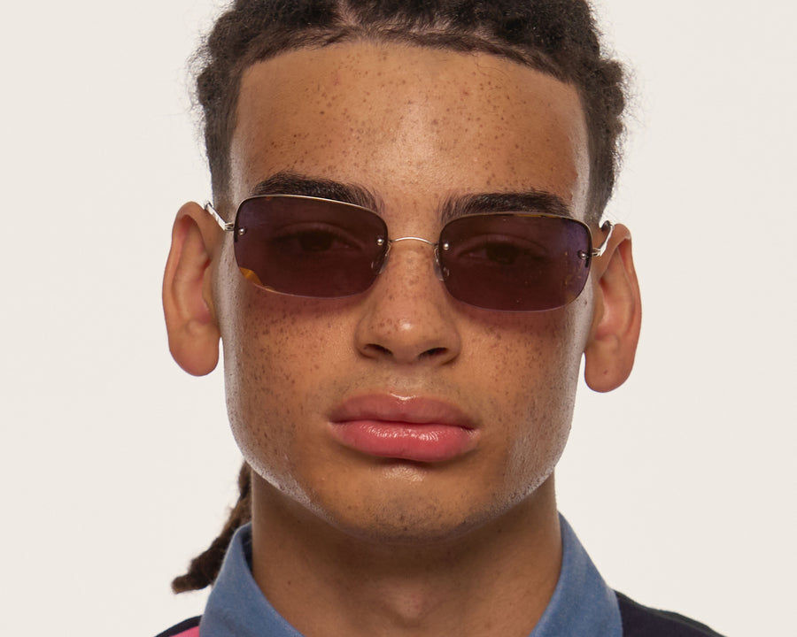 men Stevie Sunglasses rectangle silver metal