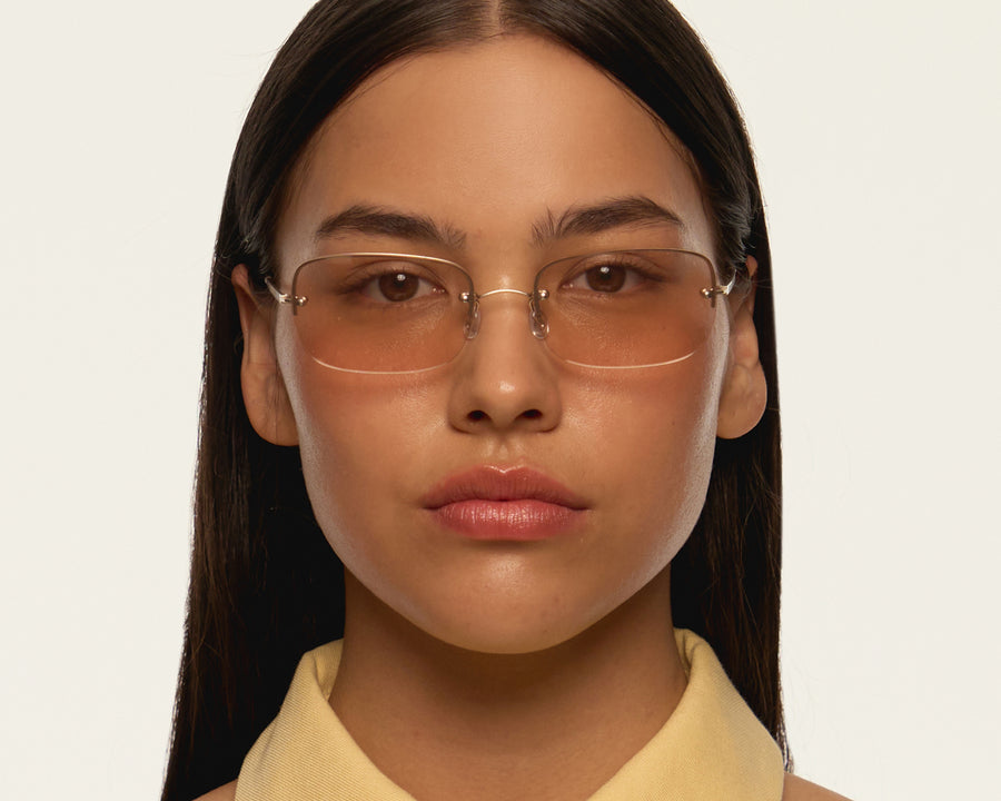 women Stevie Sunglasses rectangle gold metal