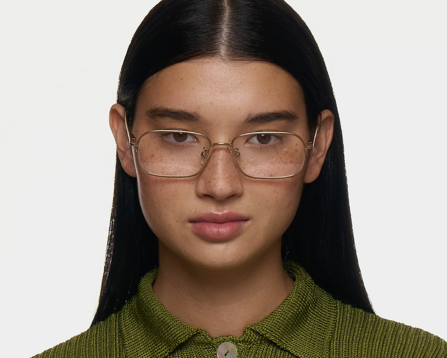 men Toma Eyeglasses rectangle Brown metal