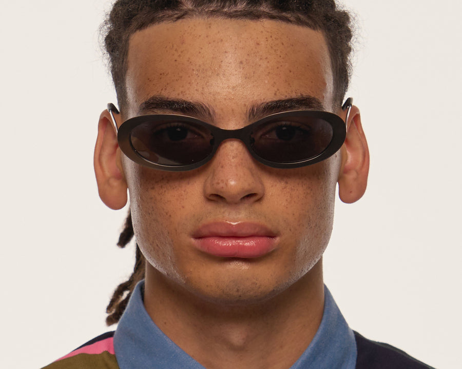 men Uma Sunglasses Oval Black metal