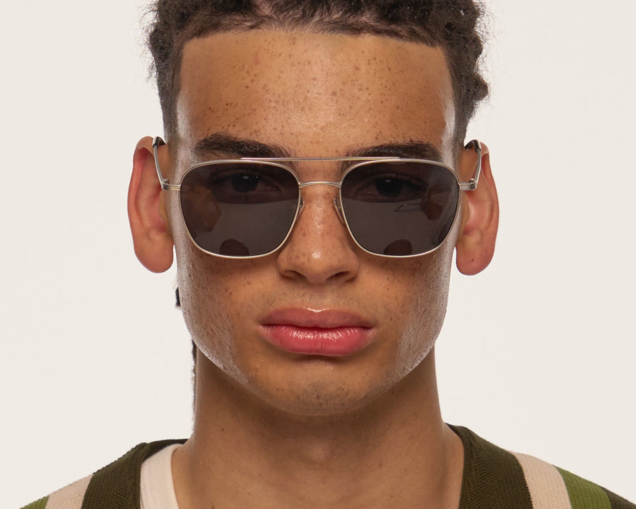 men Val Sunglasses pilot silver metal