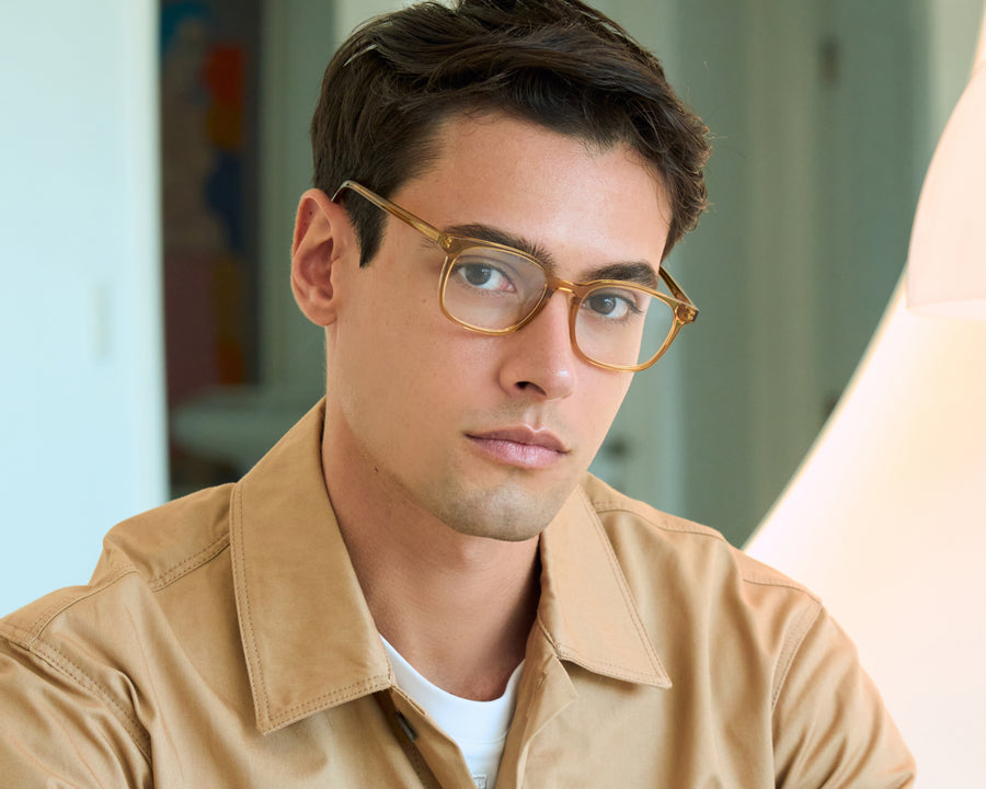 men Walker Eyeglasses square yellow acetate