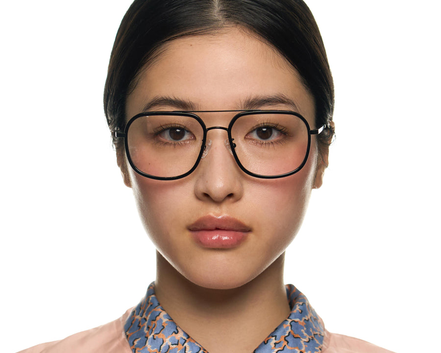 women Octavio Eyeglasses pilot Black metal