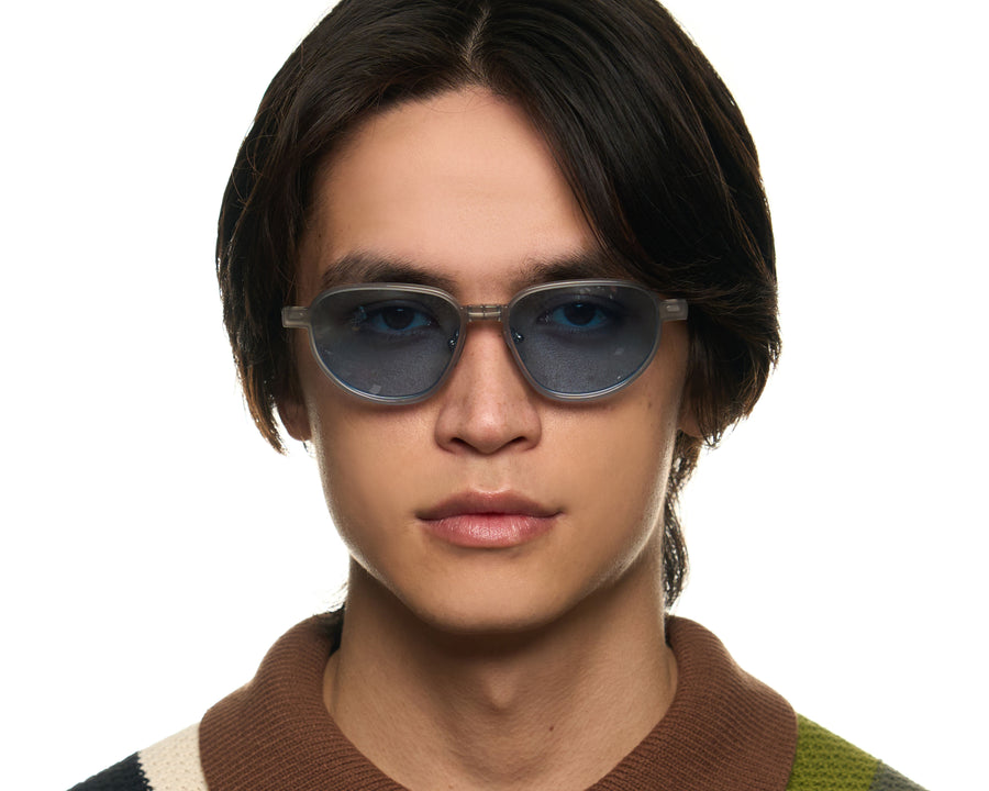 men Penn Clip-On Lenses Sunglasses rectangle blue metal
