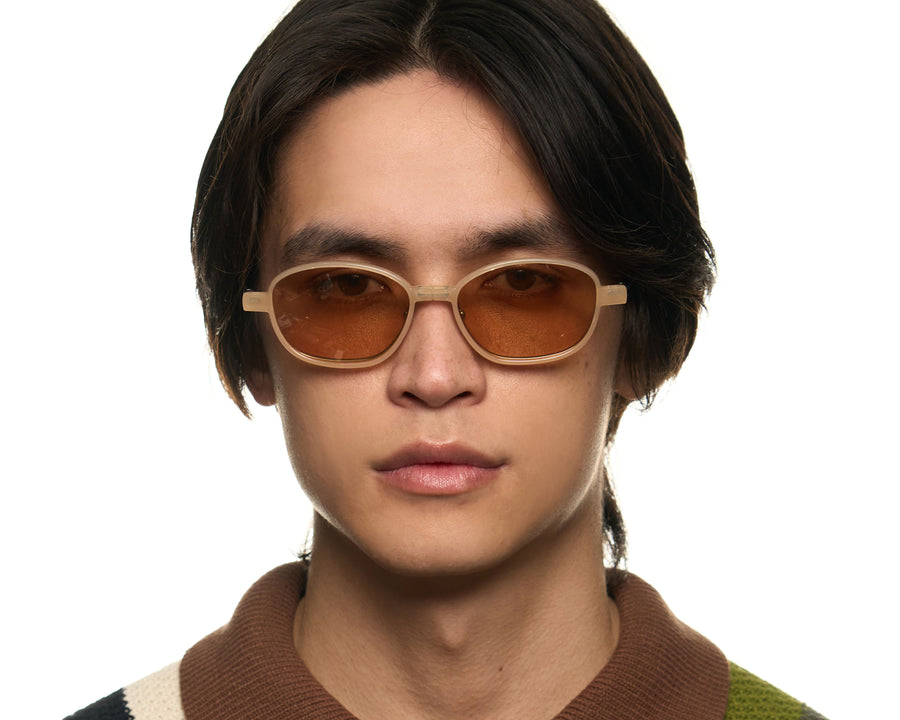 men Penn Eyeglasses round orange metal