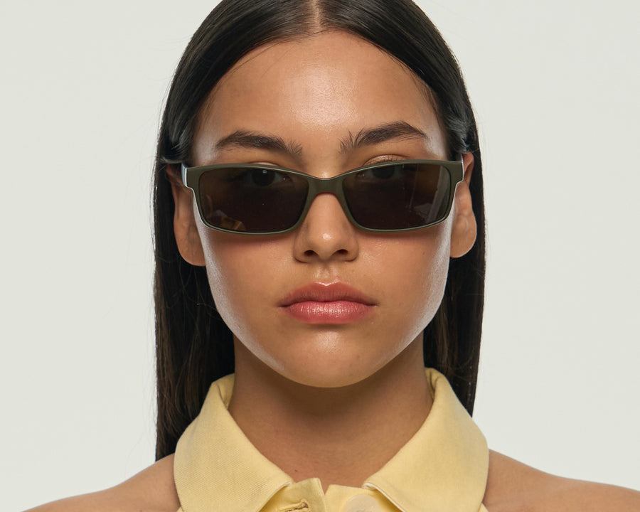 women Gene Wide Sunglasses rectangle brown recycled polyester