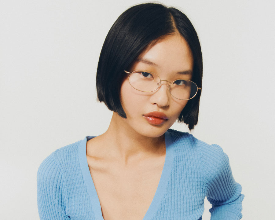 women Enid Eyeglasses oval gold metal