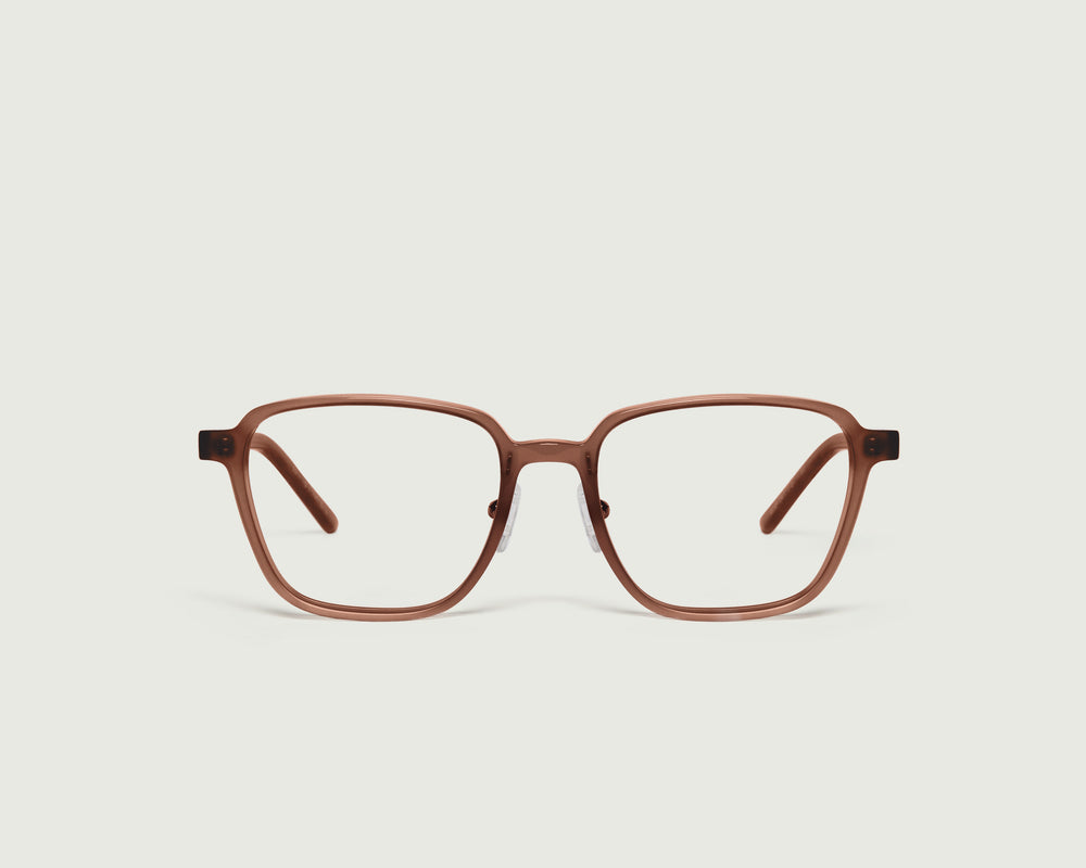 Nutmeg::Jensen Eyeglasses square brown plastic front