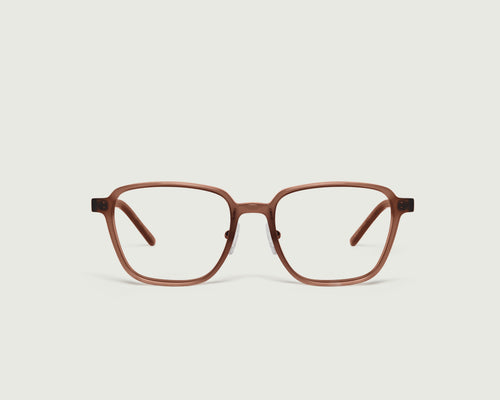 Nutmeg::Jensen Eyeglasses square brown plastic front
