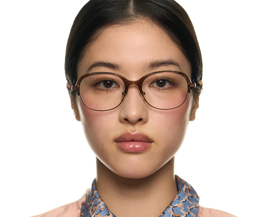 women Penelope Eyeglasses Round Brown castor seed