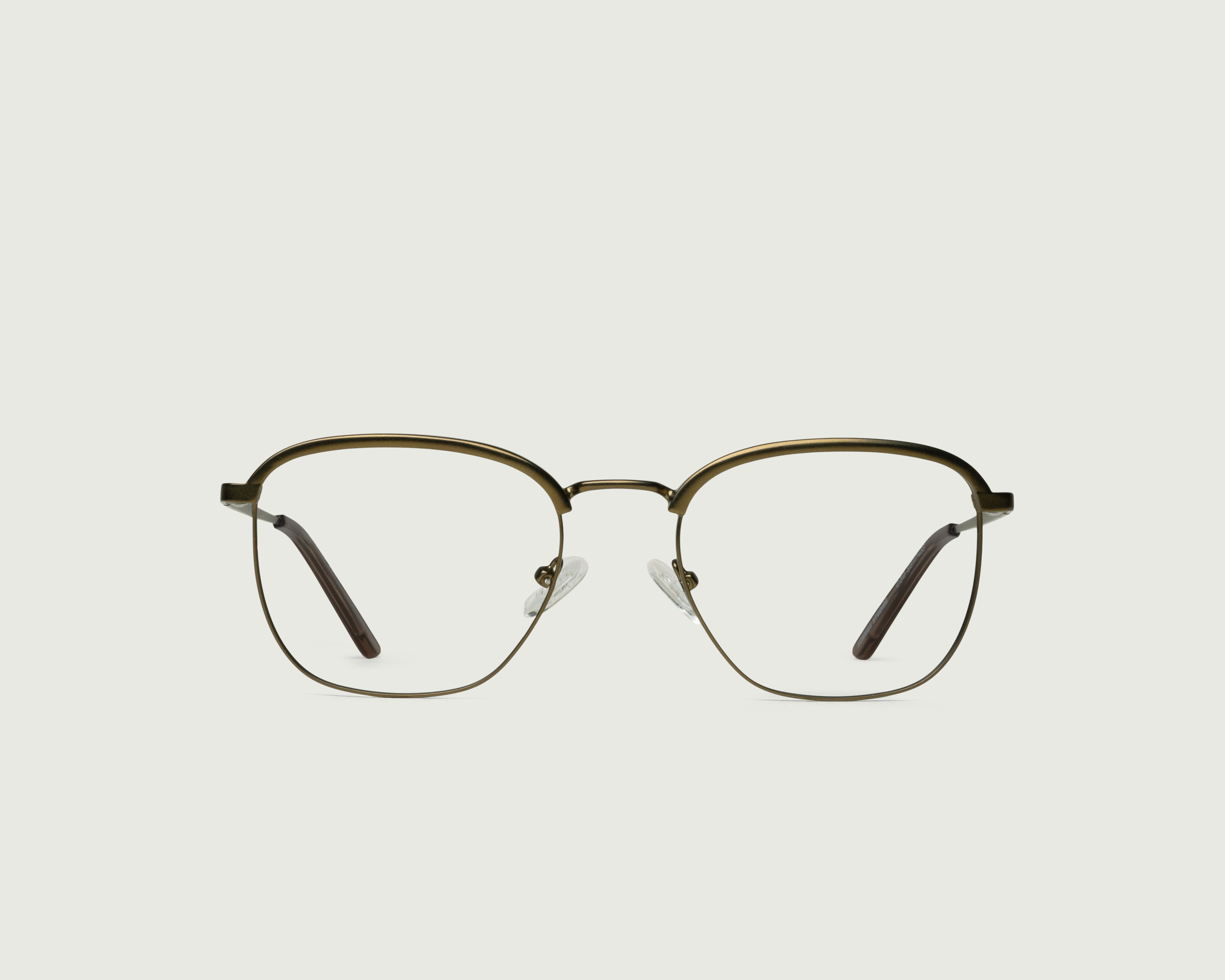 Rye::Clyde Wide Eyeglasses browline brown  metal front