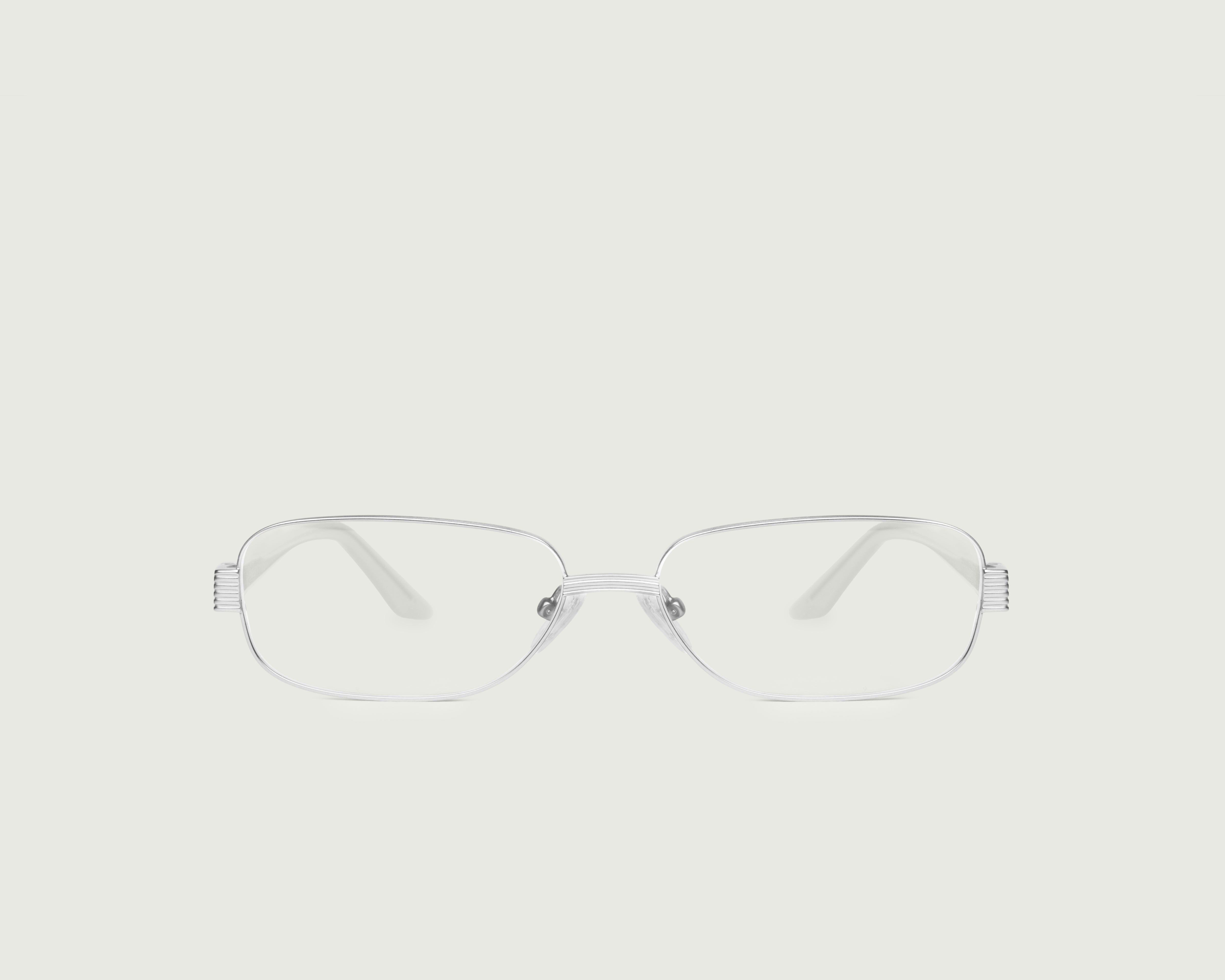 Silver::Andy Eyeglasses rectangle silver metal front