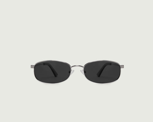 Silver Polarized::Billie Sunglasses rectangle Silver recycled polyester front