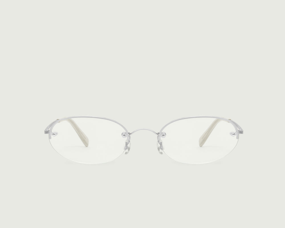 Silver::Harris Eyeglasses oval Gray stainless steel front