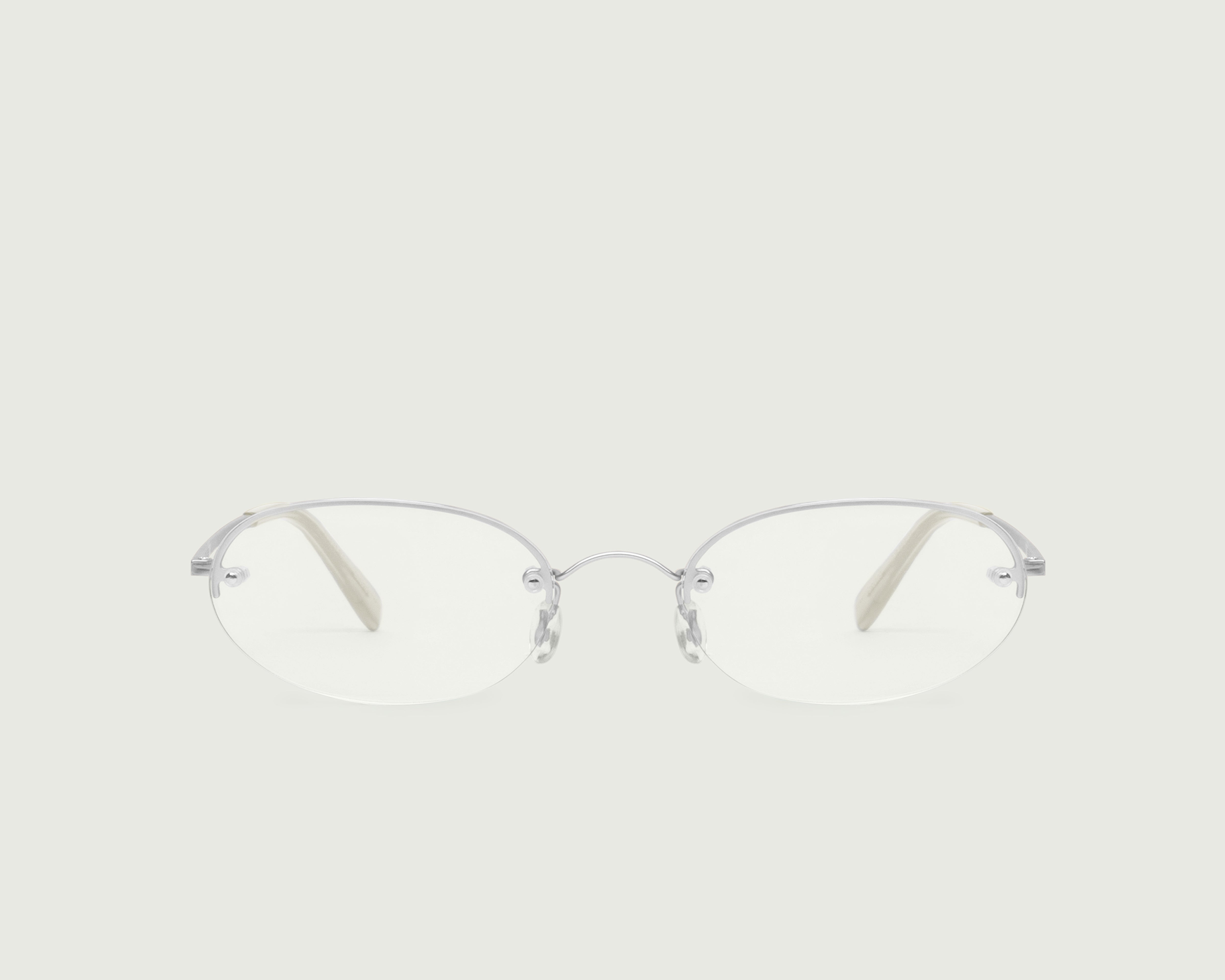 Silver::Harris Eyeglasses oval Gray stainless steel front