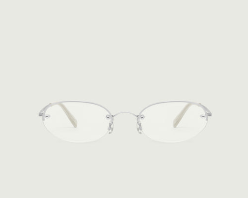 Silver::Harris Eyeglasses oval Gray stainless steel front