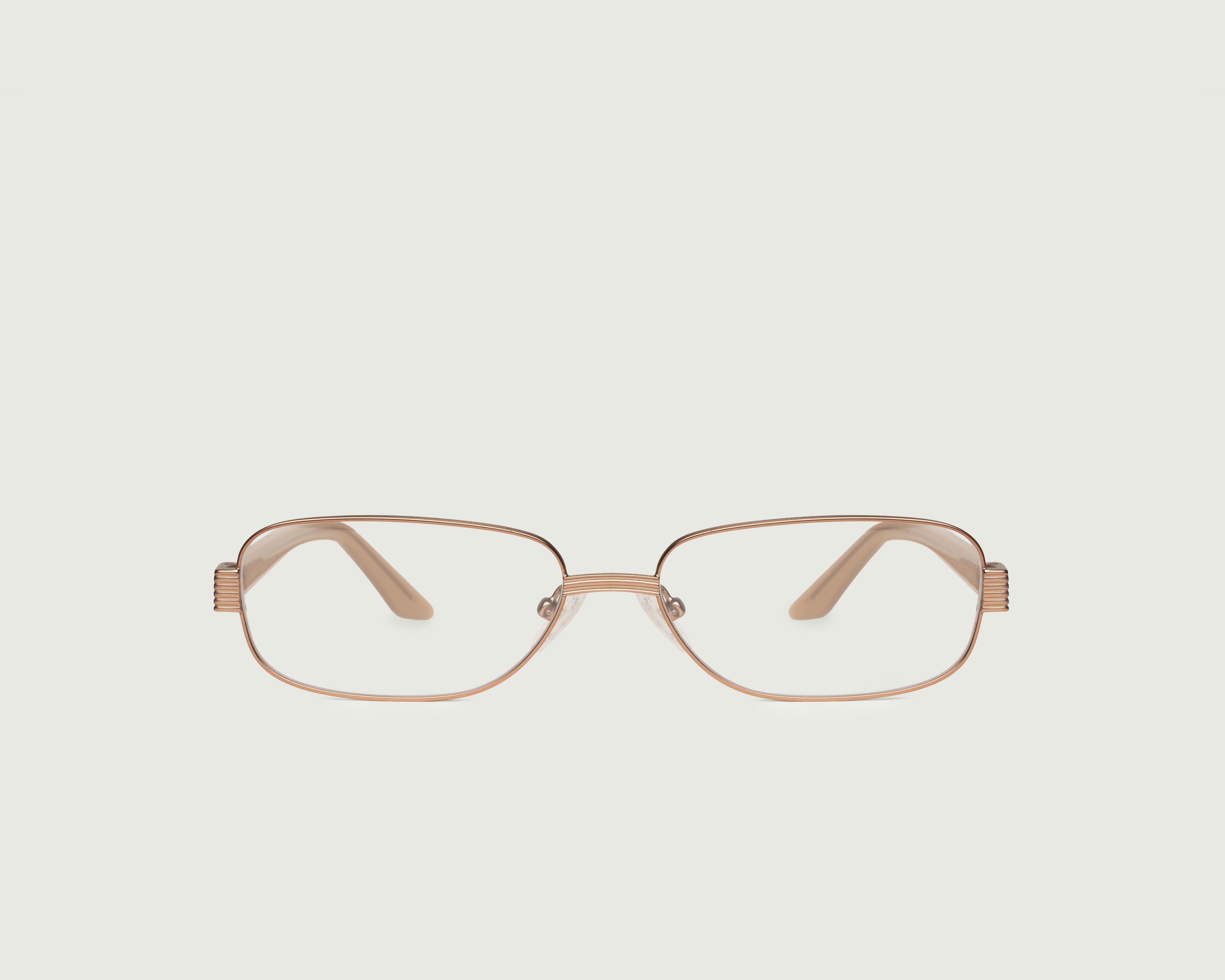 Tan::Andy Eyeglasses rectangle brown metal front