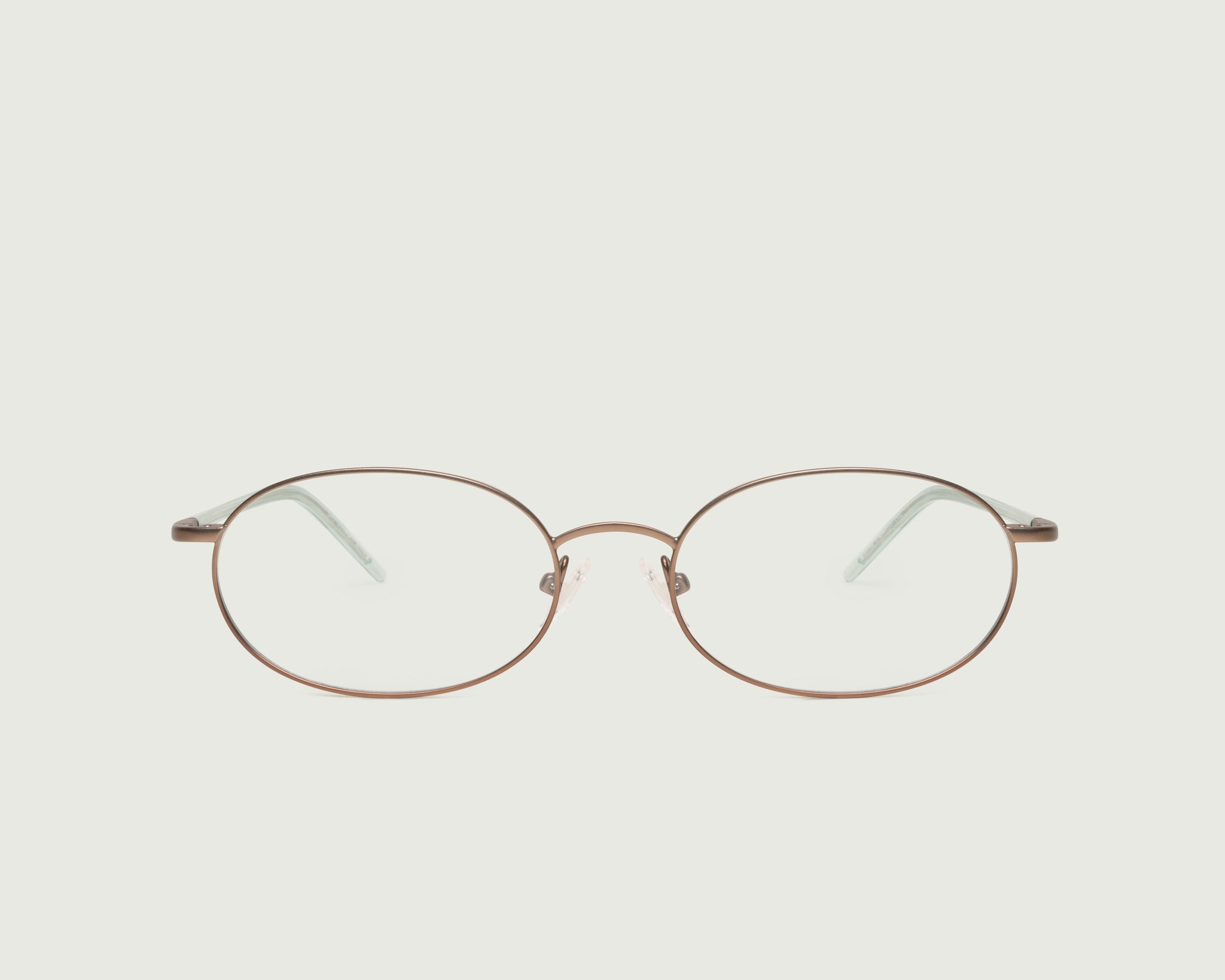 Tan::Enid Eyeglasses oval brown metal front
