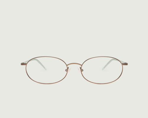 Tan::Enid Eyeglasses oval brown metal front