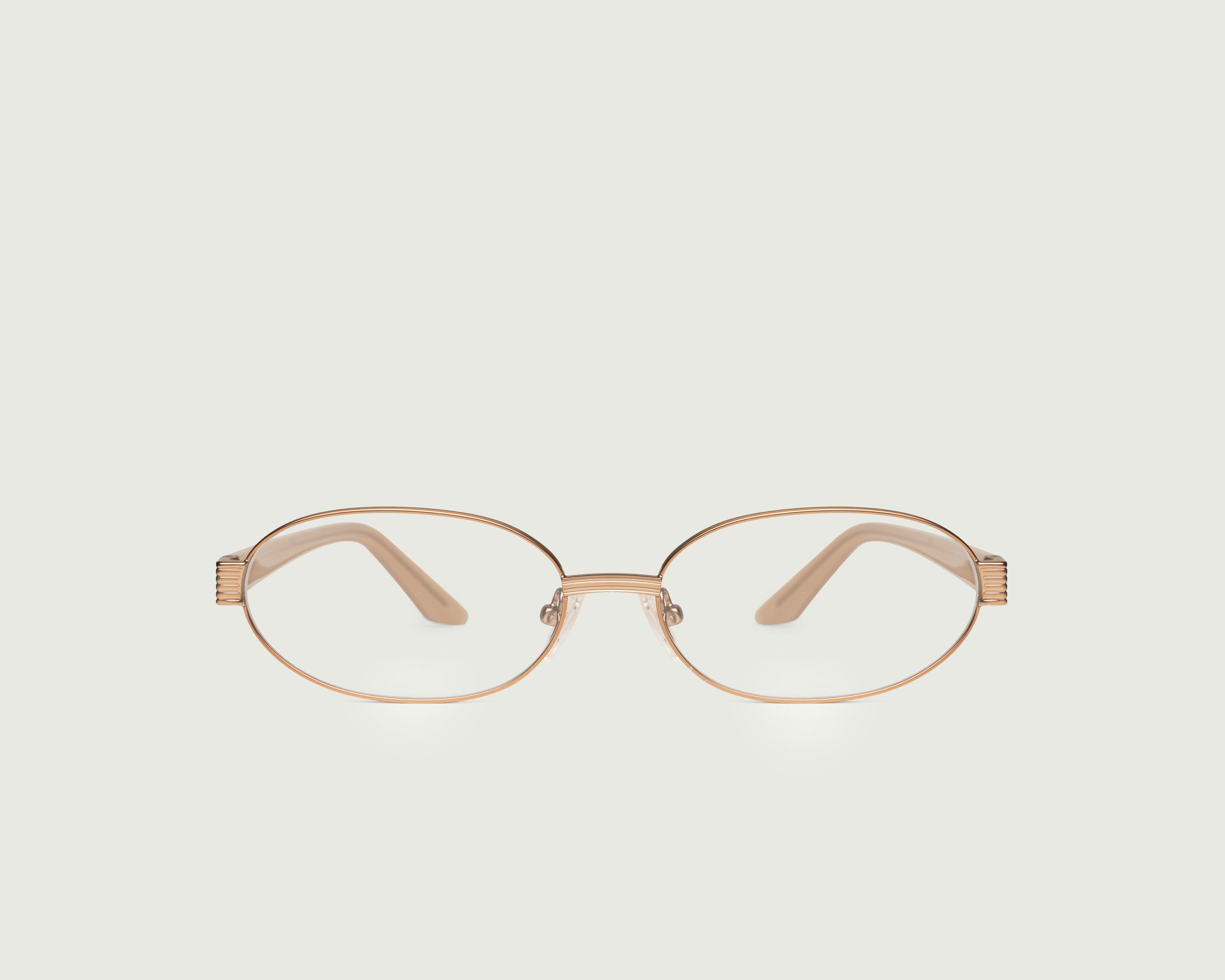 Tan::Penny Eyeglasses oval brown metal front