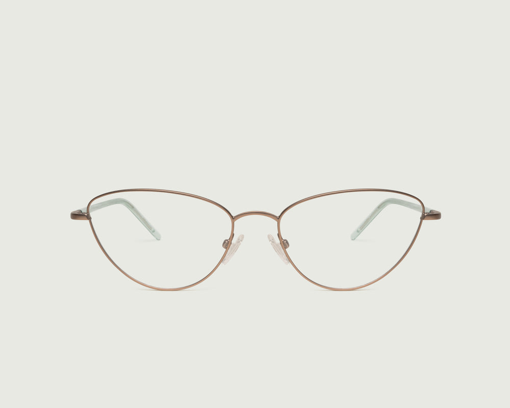 Tan::Phoebe Eyeglasses cateye brown metal front