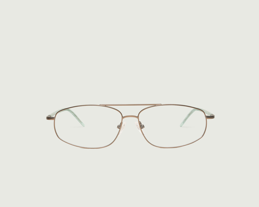 Tan::Trent Eyeglasses pilot brown metal front