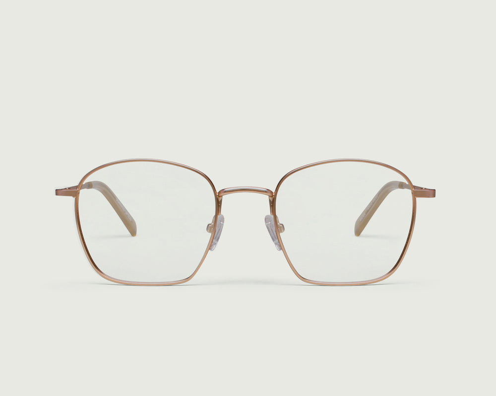 Tan::Akira Eyeglasses square brown metal front