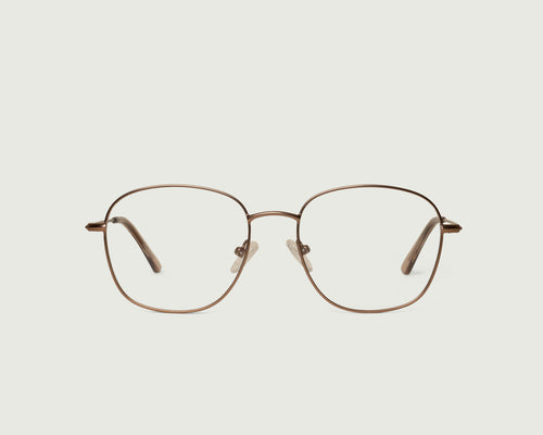 Tan::Roosevelt Wide Eyeglasses square brown metal front