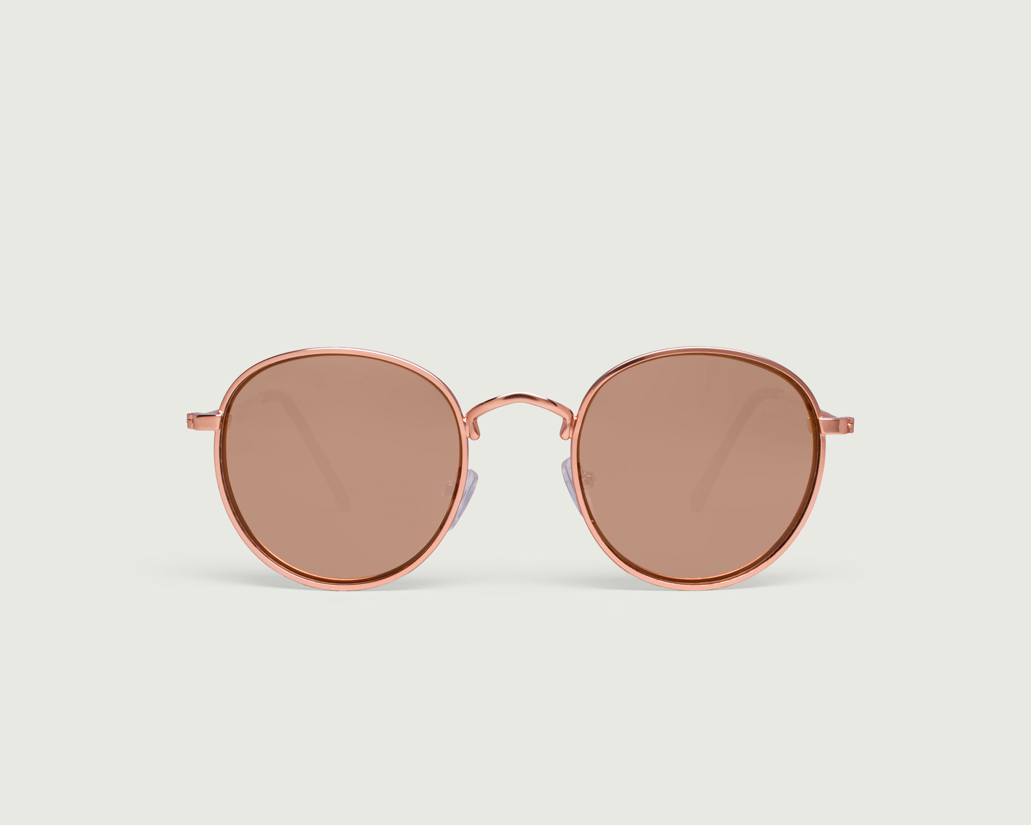 Bronze::Winona Sunglasses round brown metal front