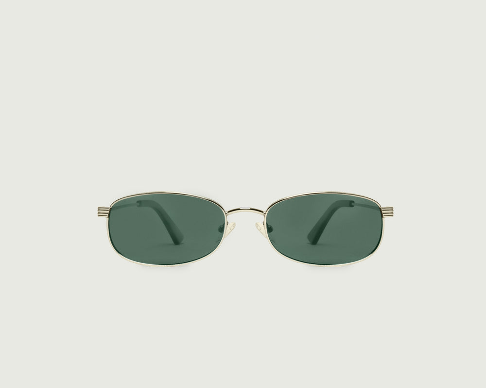 White Gold Polarized::Billie Sunglasses rectangle Gold recycled polyester front