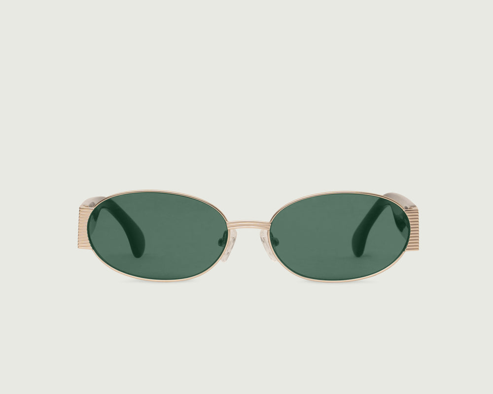 White Gold Pond::Moya Sunglasses oval Gold metal front