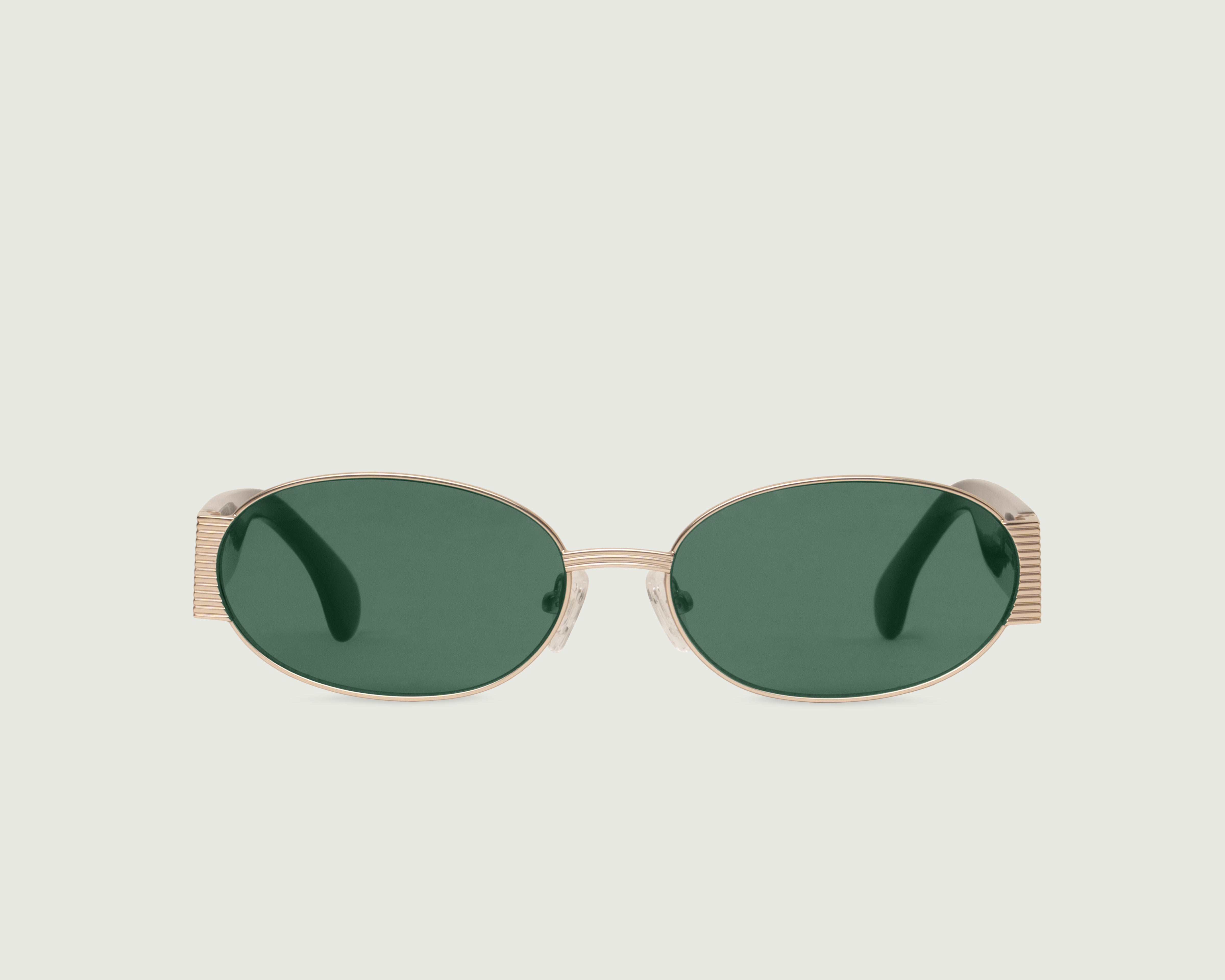 White Gold Pond::Moya Sunglasses oval Gold metal front