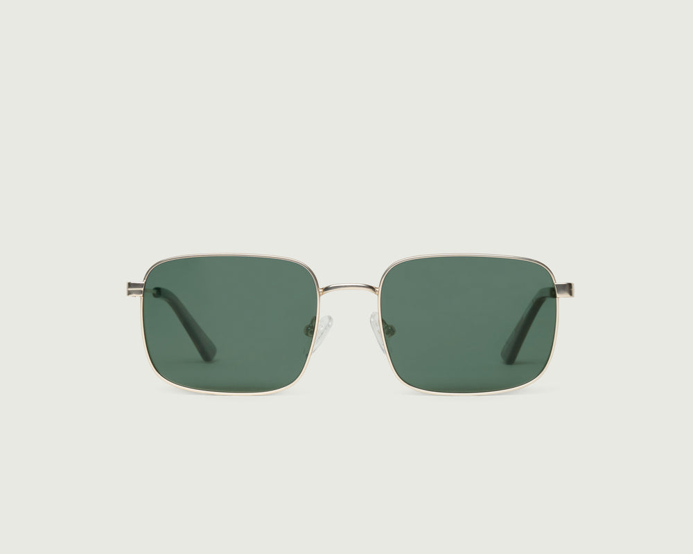 White Gold Polarized::Vito Sunglasses rectangle gold metal front