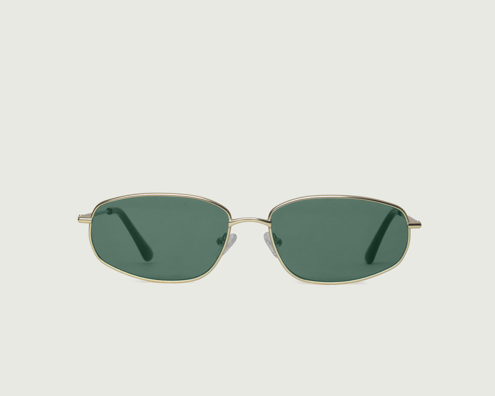 White-Gold::Ryder Wide Sunglasses rectangle Gold metal front