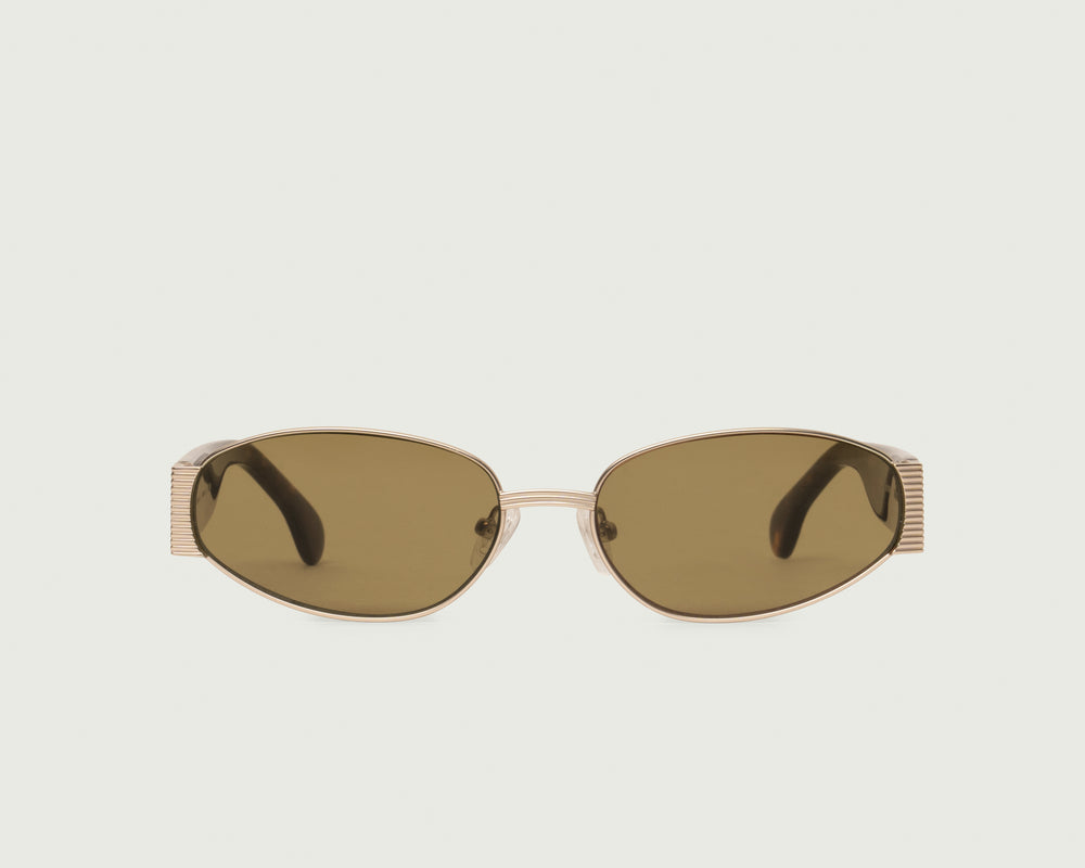 White Gold Chartreuse::Rue Sunglasses cateye Gold metal front