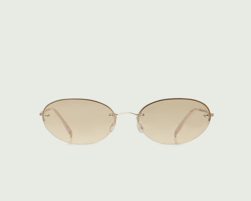 White Gold::Coco Sunglasses oval gold metal front