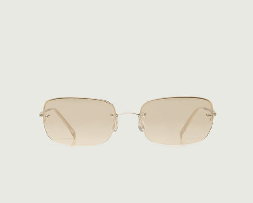 White Gold::Stevie Sunglasses rectangle gold metal front