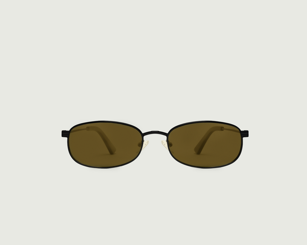 Charcoal Polarized::Billie Sunglasses Oval Black metal front diagonal